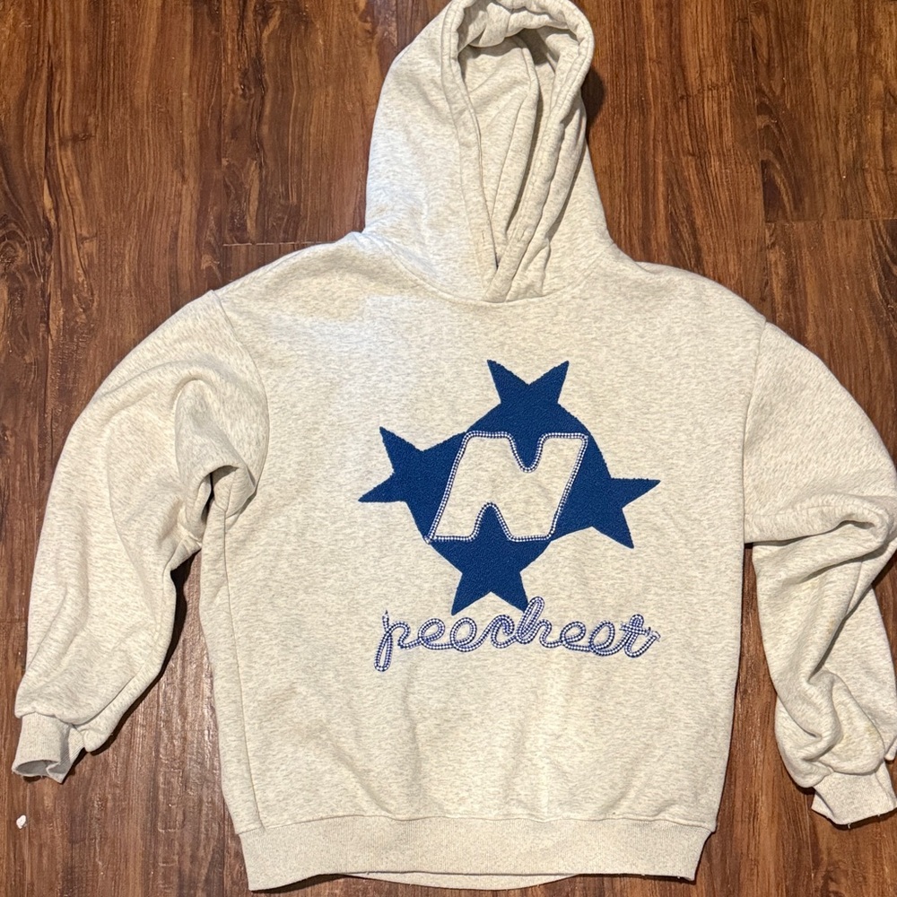 Gray Hoodie with Blue Star Design